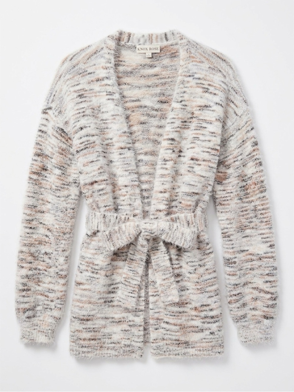 Knox Rose Fuzzy Eyelash Knit Cardigan Sweater w/ Removable Belt | Medium